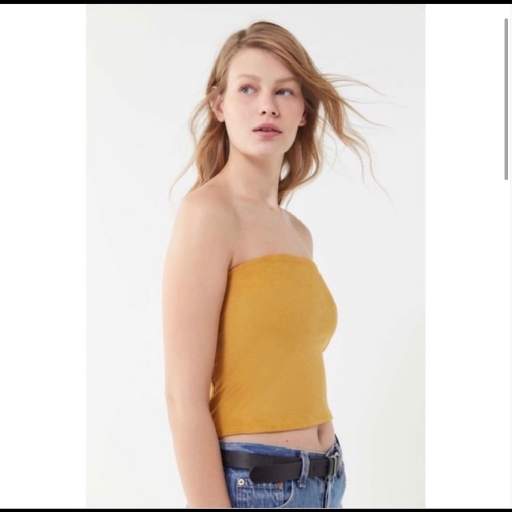 Urban Outfitters Suede Mustard Cropped Tube Top